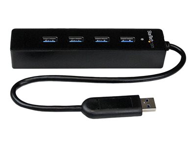  STARTECH.COM  Adaptador Concentrador Hub Ladrón USB 3.0 Super Speed 4 Puertos Salidas Portátil para Laptop Ordenador - Negro - hub - 4 puertosST4300PBU3