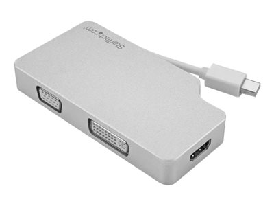  STARTECH.COM  Adaptador de Audio y Vídeo para Viajes: 3 en 1 - Conversor Mini DisplayPort a VGA, DVI o HDMI - 4K - Aluminio - vídeo conversorMDPVGDVHD4K