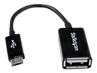 StarTech.com Cable Adaptador de 12cm Micro USB Macho a USB A Hembra OTG para Tablets Smartphones Teléfonos Inteligentes - Negro - adaptador USB - USB a Micro-USB tipo B - 12.7 cm