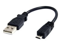 StarTech.com Cable Adaptador de 15cm USB A Macho a Micro USB B Macho para Teléfono Móvil Carga y Datos - Negro - cable USB - USB a Micro-USB tipo B - 15 cm