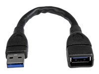 StarTech.com Cable de 15cm Extensor USB 3.0 Macho a Hembra - Alargador USB 3.0 SuperSpeed Negro - cable alargador USB - USB Tipo A a USB Tipo A - 15.2 cm