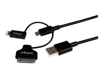  STARTECH.COM  Cable de 1m Lightning, Dock de 30 pines o Micro USB a USB para iPod iPad iPhone - Color Negro - cable de carga / datos - 1 mLTADUB1MB