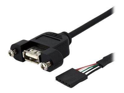  STARTECH.COM  Cable de 30cm USB 2.0 de Montaje en Panel Conexión a Placa Base - Hembra USB A de Alta Velocidad Hi Speed - Extensor - Negro - cable USB interno a externo - USB a conector USB 2.0 de 5 pines - 30 cmUSBPNLAFHD1